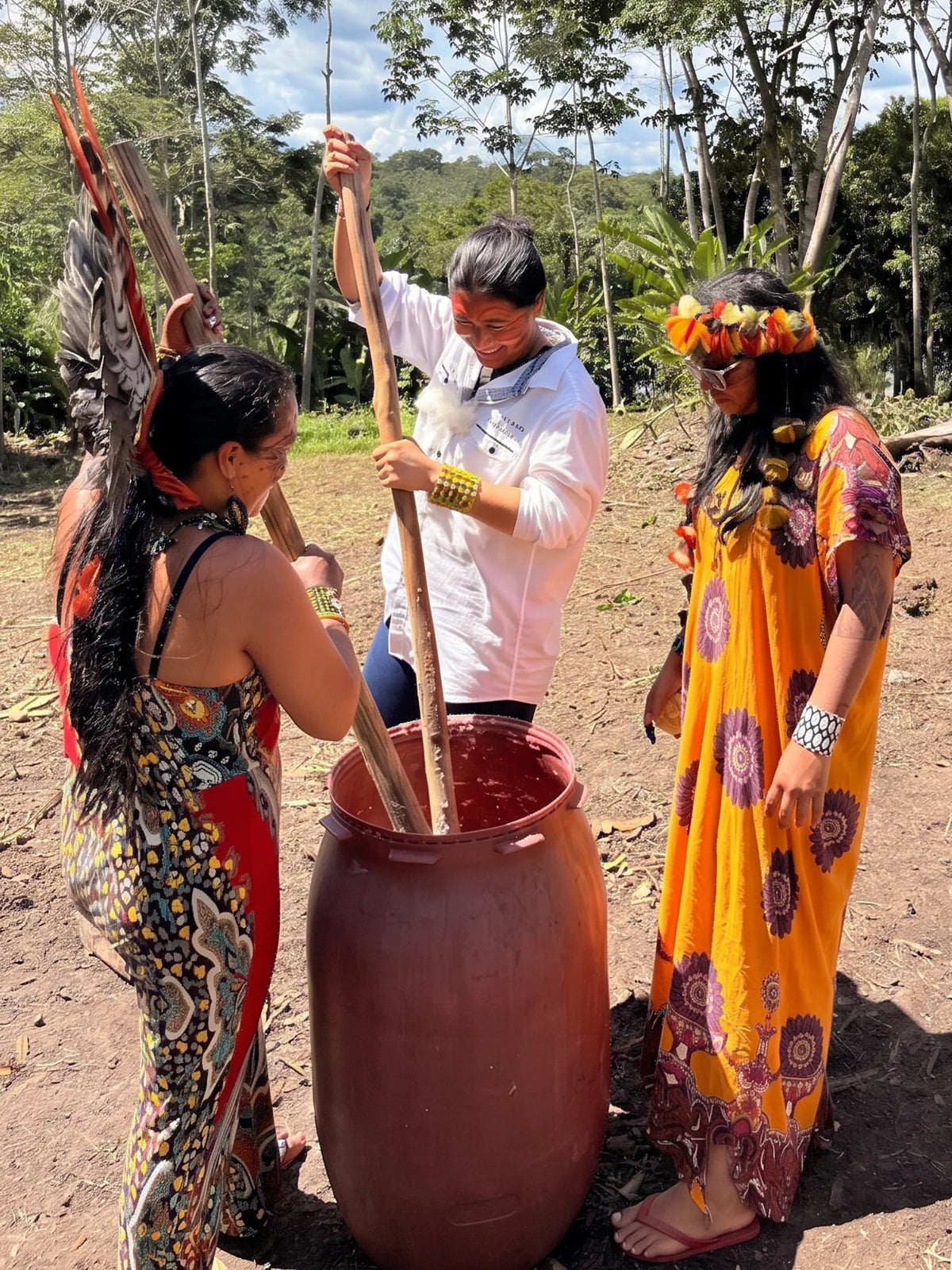 Indigenous women gathered for a cultural activity